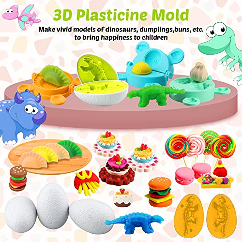 Yojoloin Herramientas Plastilina Play Dough Accesorios Niños 3 4 5 6 Años,Moldes Plastilina Manualidades Dinosaurio Extrusor Maquina de Plastilina,DIY Kitchen Creations Cortadores Set