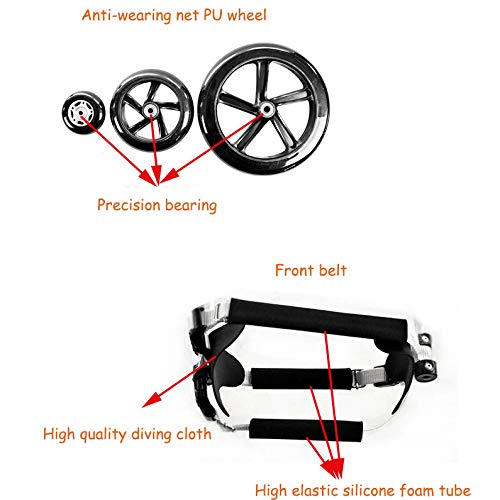 YSYW Silla De Ruedas para Perros De 5 Pulgadas Tamaño Profesional Aluminio Carro De Acero Inoxidable Silla De Ruedas para Perros con Discapacidad,XXS