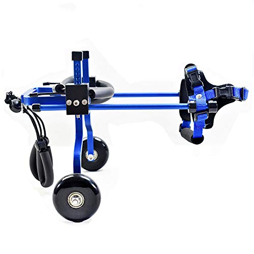 YSYW Silla De Ruedas para Perros De 5 Pulgadas Tamaño Profesional Aluminio Carro De Acero Inoxidable Silla De Ruedas para Perros con Discapacidad,XXS