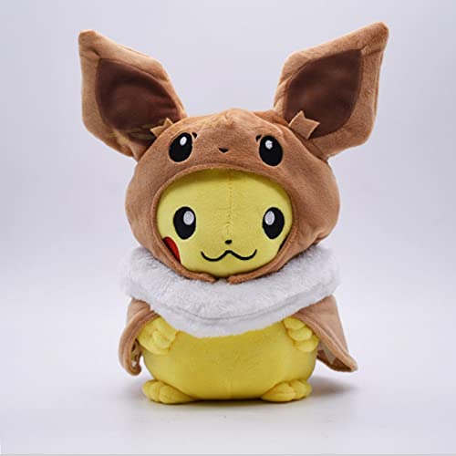 yunding 2Pcs Anime Pokemon Pikachu Cosplay Eevee Peluche de Juguete Muñecos de Peluche Suave Eevee Cosplay Pikachu Juguetes Regalo para niños 30Cm