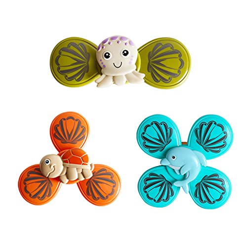 ZHINTE Bath Toys 3 uds, Juguete de baño, Juego de Agua, Spinner de Dibujos Animados, Mini giroscopio Flexible, educación temprana, bañera giratoria, Juguete de tamaño portátil para bebé