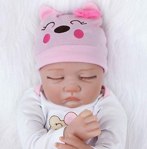ZIYIUI Muñeco Bebé Reborn 22inch 55CM Realista Dormir Reborn Muñeca Bebé Niñas Vinilo Suave Silicona Baby Doll Niños Juguetes Recien Nacidos Cierra Tus Ojos Niña Regalo