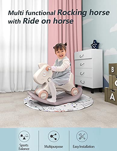 Bamitus - Caballito Balancín y Andador, Correpasillos 2 en 1, Seguro Práctico, Modelo Nuevo Asiento Extra Grande, 1 a 4 Años Incluso los más Mayores hasta 50 kg (Verde, 84x42x51 cm)