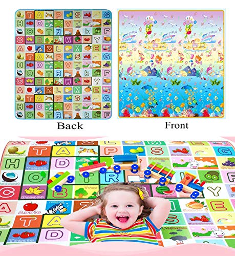 Bebé Crawl Mat Niños Alfombra de juego Alfombra de juego Alfombra de niños rompecabezas Alfombra de rastreo de gatito Niño guardería de mat Colchoneta de picnic (Oceano, 180 x 200 cm)