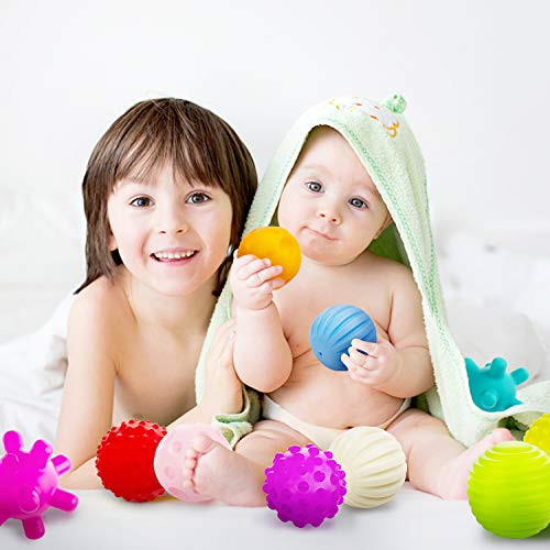 Bolas Sensoriales para Bebés, Comius Sharp Soft Hand Ball Grip Ball Sensor Ball Set Textured Multi Ball Set, Infantil Pelota Educativa Suaves Garre Juguete de Baño (10 Pcs)