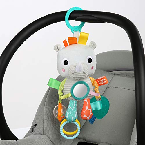 Bright Starts, Peluche de actividades colgante Playful Pals, Rinoceronte, para recién nacidos