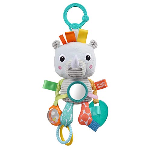 Bright Starts, Peluche de actividades colgante Playful Pals, Rinoceronte, para recién nacidos