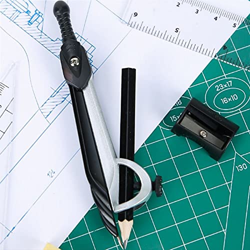 caihuashopping Dispositivos de Medida Profesional Compass Math Geometry Protractor Drawing Compass Ruler Triangle Math Study Tool Kit Suplementos Escolares (7pcs / Set) Compases