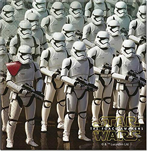 CAPRILO. Lote de Cubiertos Infantiles Star Wars Force Awakens (16 Vasos, 16 Platos(23 cm), 16 Platos(20 cm) y 20 Servilletas) .Vajillas para Fiestas de Cumpleaños, Bodas, Bautizos y Comuniones.