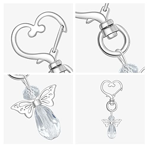 Colgante de ángel de la guarda – Creativo corazón ángel de la guarda llavero – Bombonera bautizo – 15 blancos + 15 rosados Ángel decoración para boda/cumpleaños/comunión/Acción de Gracias Navidad