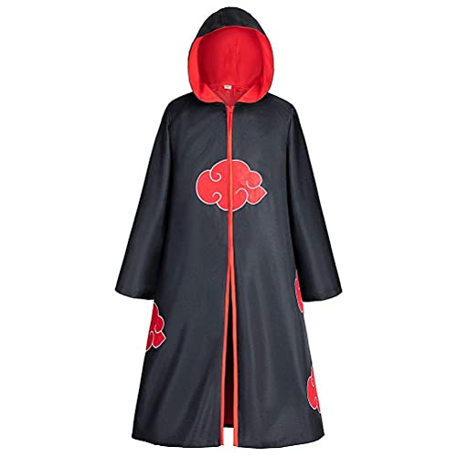 Disfraz de Itachi Uchiha Akatsuki Cosplay Naruto Capa Larga de Naruto Akatsuki Diadema de Naruto Leaf Village y Anillo de Naruto Akatsuki para fanáticos de Naruto Unisex para Halloween Carnaval
