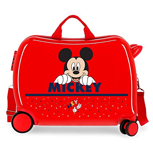 Disney Happy Mickey Maleta Infantil Rojo 50x38x20 cms Rígida ABS Cierre combinación 3,1Kgs 4 Ruedas Equipaje de Mano
