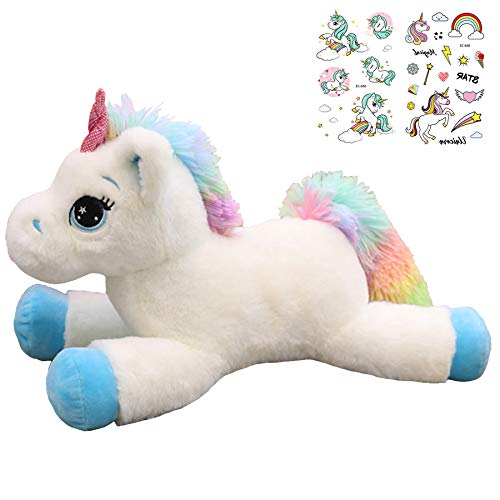 Georgie Porgy Peluche Unicornio Bloque de Color Osito de Peluche Animal Juguete Suave para Niños (15'' Unicornio Blanco)