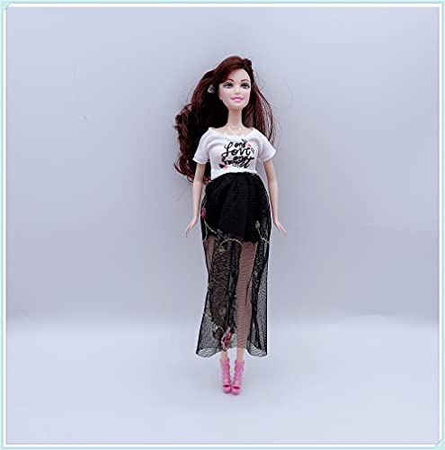 GSDJU Combinación de Pareja Familiar de 5 Personas muñeca Embarazada de Barbies mamá / papá / niña / Cochecito / Silla de Comedor Juguete para niños