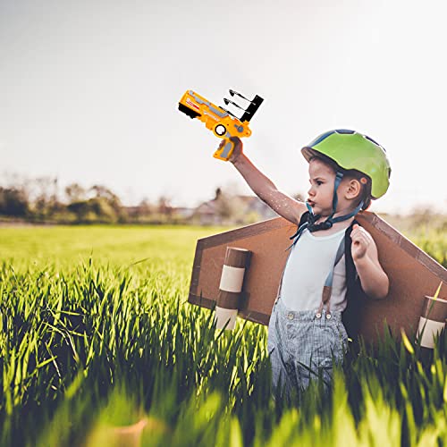 Herefun Juego de Disparos Juguete de avión, Avión de Lanzamiento Eyección un Clic para Exteriores, Juguete de avión de catapulta con 4 Avión de Espuma para niños de 3 años En Adelante