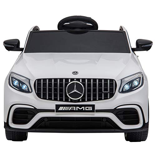 HOMCOM Coche Eléctrico para Niño +3 Años con Mando a Distancia con Música y Luces Doble Apertura de Puerta Batería 12V Carga 30kg 115x70x55cm Blanco