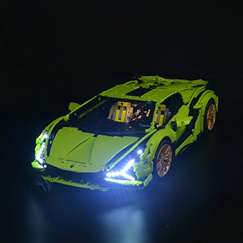 HYZM Kit de Luces para Lego Lamborghini Sián FKP 37 Modelo, Kit de Iluminación Led Light Kit Compatible con Lego Technic 42115 ( Juego de Legos no Incluido )