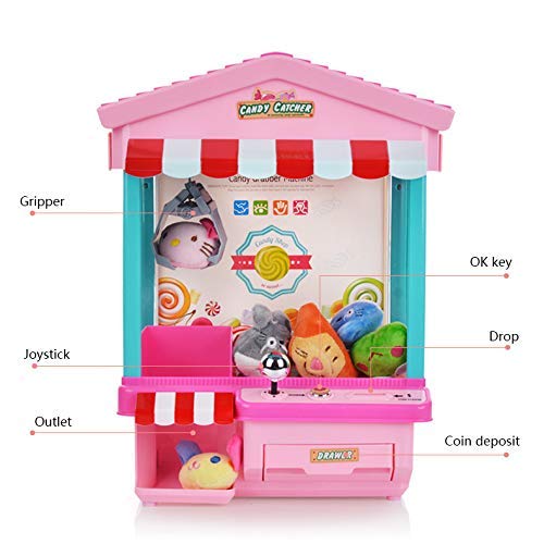 IW.HLMF Mini Grabber Machine con Luces Music Indoor Arcade Games Electronic Candy Grabber Machine para niños Fiesta Infantil