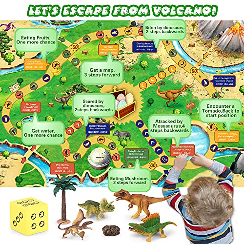 Juguetes de dinosaurios con 100 x 81 cm, juego de dados de figuras de dinosaurio realista educativo para crear un mundo de dinos, incluye T-Rex,Triceratops regalos para niños y niñas de 3 4 5 6