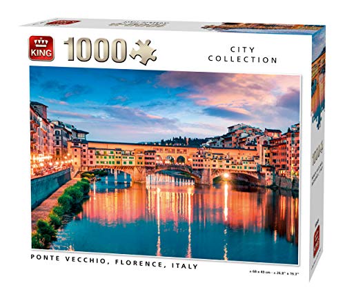 King 55849 Ponte Vecchio Florence Italia Rompecabezas 1000 Piezas, a Todo Color, 68 x 49 cm