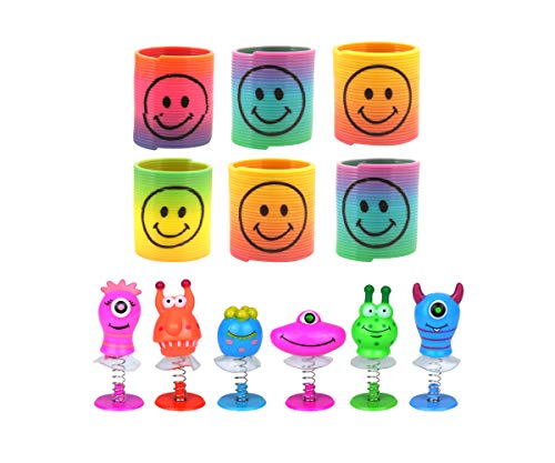 KP - Juguetes 6 Monstruos saltarines y 6 muelles - Regalos de cumpleaños, Fiestas y Relleno de piñatas