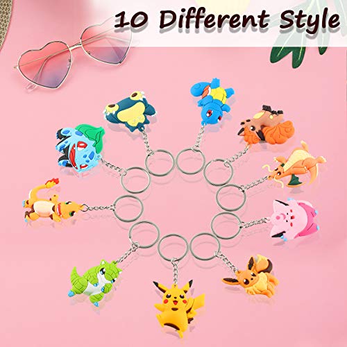 lavero, 10 Piezas Llavero, Llavero de Goma Doble Cara, Llavero para Niños,3D Llavero Tridimensional Colgante, Llavero Decorativo de Dibujos Animados para Niños y Adultos