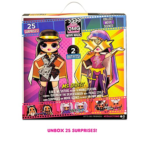 LOL Surprise OMG Movie Magic MS. DIRECT - Muñeca de moda con 25 sorpresas y set de cine/teatro - Serie 1 - Incluye ropa, accesorios y más - Coleccionable - Edad: 4+ años