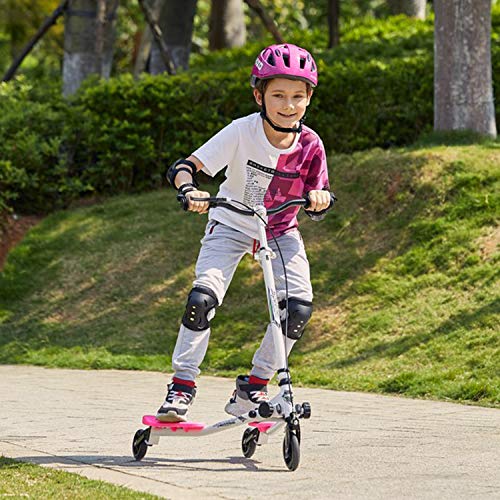 Lonlier - Patinete en forma de Y con 3 ruedas. Plegable, propulsado mediante balanceo, para niños de 5 a 8 años, Infantil, rosa