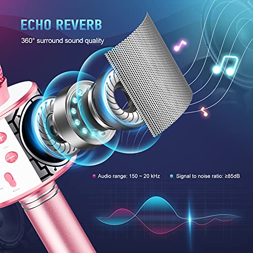 Micrófono Niñas 4-12 Años, Letsgocoo Micrófono Karaoke Bluetooth Juguetes Niñas 3-12 Años Regalos Niña de 4-12 Años Micrófono Juguete Niña Regalo Navidad Niñas