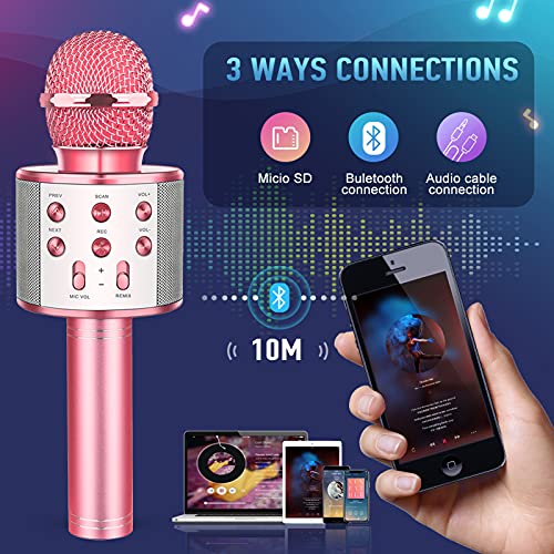 Micrófono Niñas 4-12 Años, Letsgocoo Micrófono Karaoke Bluetooth Juguetes Niñas 3-12 Años Regalos Niña de 4-12 Años Micrófono Juguete Niña Regalo Navidad Niñas