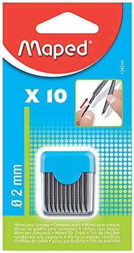 MINAS BLACK PEP'S de diámetro 2 mm COMPAS Maped, Blister 134210, 10 uds, Color Negro Compass Lead Refills