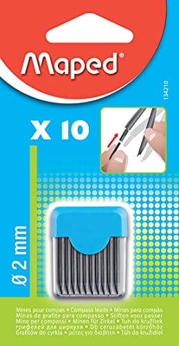 MINAS BLACK PEP'S de diámetro 2 mm COMPAS Maped, Blister 134210, 10 uds, Color Negro Compass Lead Refills