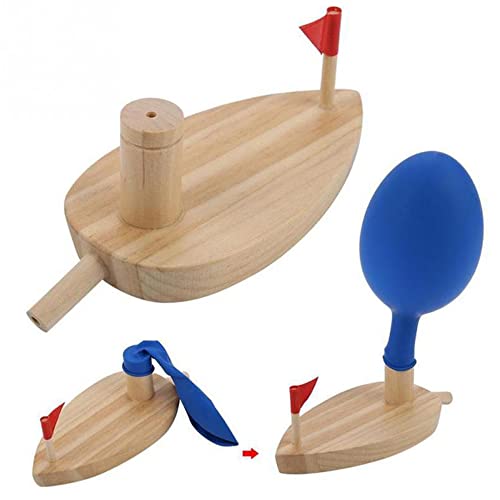 N C Barco impulsado por Globos, Juguete Lanzador para niños, Madera, ecológico, para cumpleaños, Carnaval, Manualidades, Regalos para niños, añade Gran diversión y alegría.