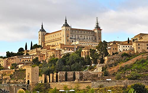 OAEC Puzzle Adultos 1000 Piezas Jigsaw Puzzles DIY Wooden Puzzle Toledo, Alcazar, España Rompecabezas De Juguete Educational Game Regalo 75X50Cm