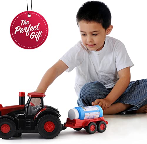 Prextex Bump & Go Tractor Agrícola Sopla Burbujas con Luces Sonidos y Acción Divertido Juguete y Regalo para Niños