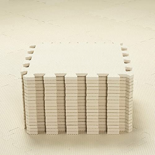 qqpp Alfombra Puzzle para Niños Bebe Infantil - Suelo de Goma EVA Suave. 18 Piezas (30 * 30 * 1cm), Beige.QQC-Jb18N