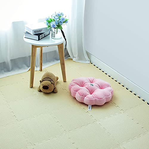 qqpp Alfombra Puzzle para Niños Bebe Infantil - Suelo de Goma EVA Suave. 18 Piezas (30 * 30 * 1cm), Beige.QQC-Jb18N