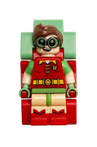 Reloj infantil modificable de LEGO Batman Movie. Emblemática figurita de LEGO Robin en la pulsera.