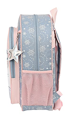 Safta Mochila Escolar Junior de Frozen II Magical Seasons, 320x120x380 mm, Gris Azulado/Rosa Claro