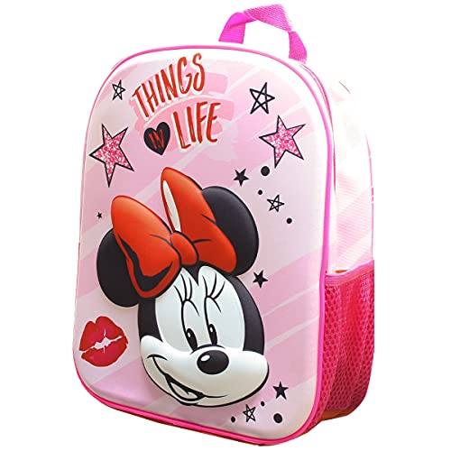Skyline Mochila Escolar 3D, Minnie Mouse, Mochila Infantil para Niños, 25x31x10 CM, Mochila Poliéster+EVA, Material Escolar, Vuelta al Cole, Ideal para Niños