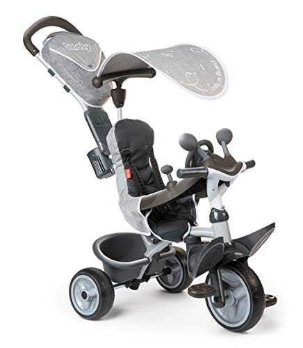 Smoby Triciclo Baby Driver Confort evolutivo Gris con Cuadro de Metal y Ruedas silenciosas (741202)