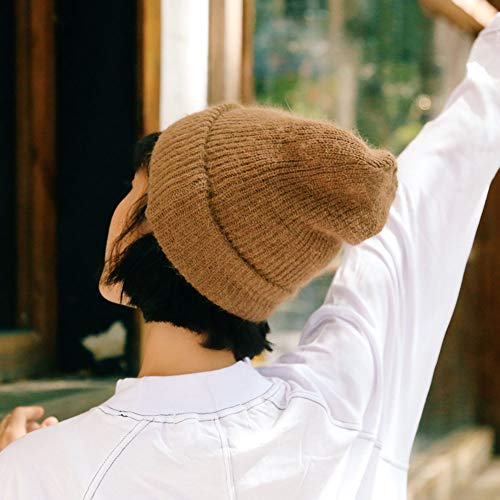 Sombrero Vikingo Tejido A Mano Gorro con Elasticidad Gorro De Piel De Conejo De Color Puro Gorro De Reborde Engrosado De Doble Capa Gorro Cálido Rizado Suave,I
