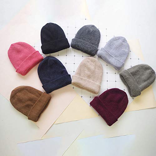 Sombrero Vikingo Tejido A Mano Gorro con Elasticidad Gorro De Piel De Conejo De Color Puro Gorro De Reborde Engrosado De Doble Capa Gorro Cálido Rizado Suave,I