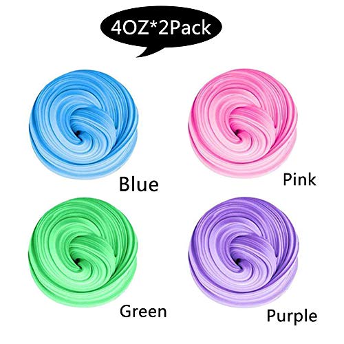SWZY Fluffy Floam Slime Silly Putty Mud Non-Toxic Slime Kit for Girls Boys Kids Stress Relief Clay Toys for Adults Gifts Bonus for Birthday Party 4 Colors 2 Pack 240ml