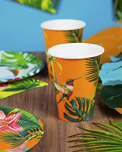 Talking Tables- Fully Recyclable and Biodegradable Fiesta Palm Tree Mexican Luau Hawaiian Cuban Havana Paquete, 330 ml, Color copas tropicales 8 unidades (FST5-CUP-BRIGHT-LV2)