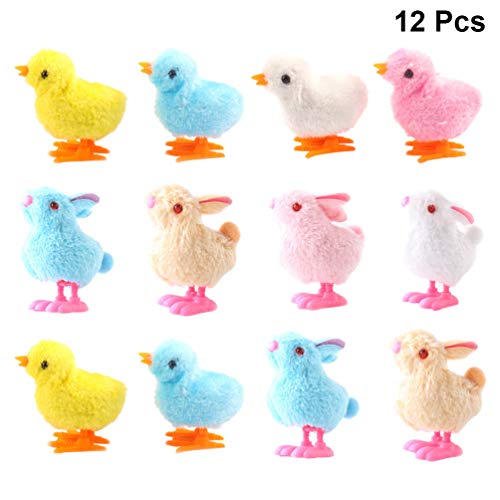 TOYANDONA 12 Unidades de Juguetes de Pascua 12 Paquetes de Juguetes de Peluche de Pollo Saltarín para Niños