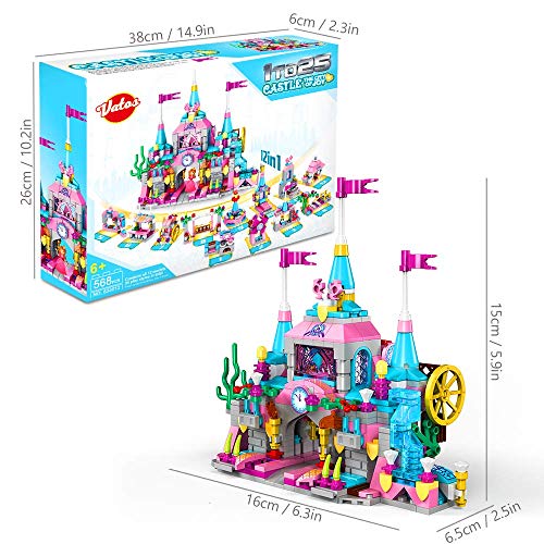 VATOS Juego de Construcción para Niñas Juguetes Castillo Princesa Palacio Rosa, Kits de Construcción Stem para Niños, 25 Estilos 568 Piezas en Total, Juguetes de Regalo para Niñas de 6 7 8 9 Años
