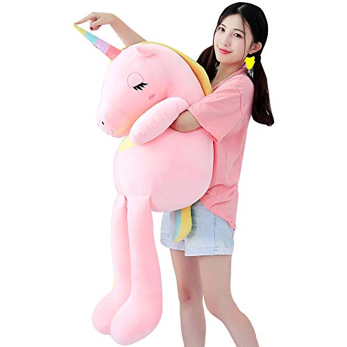 VineCrown Dulce Unicornio Felpa Juguete Lindo Peluche Almohada Suave Novia como Regalo de cumpleaños (60cm, Rosa)