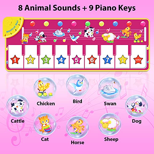 WOSTOO Alfombrilla Para Piano, Alfombrilla Musical De Danza Para Niños con Linda Voz De Animales, Alfombrilla de Baile Juguetes , Alfombra De Teclado Piano Para Niños Y Niñas, 100 X 36 cm