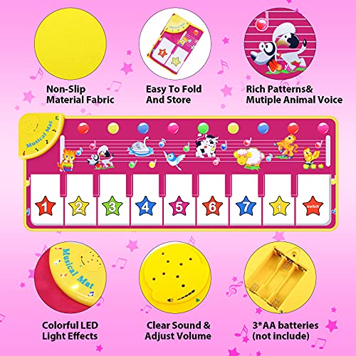 WOSTOO Alfombrilla Para Piano, Alfombrilla Musical De Danza Para Niños con Linda Voz De Animales, Alfombrilla de Baile Juguetes , Alfombra De Teclado Piano Para Niños Y Niñas, 100 X 36 cm